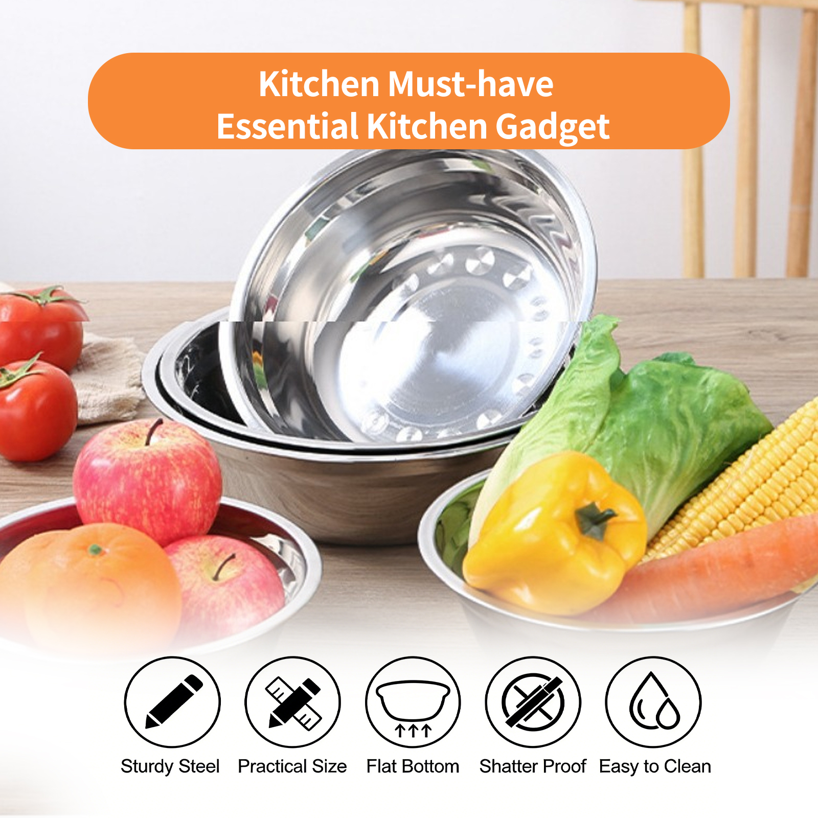 Direct Sale Food Grade Extra Thick Stainless Steel Soup Bowl, Household Vegetable Washing Basin and Dough Mixing Bowl, Pet Bowl - 图片 3