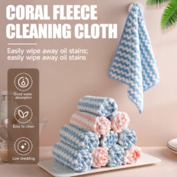 Factory Direct Sale Thickened Dishcloth, Coral Fleece Cleaning Cloth, Tablecloth, Scouring Pad, Kitchen Cleaning and Absorbent Cloth