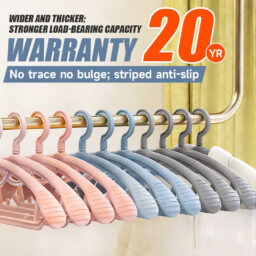 Wide-Shoulder Plastic Striped Clothes Hanger, Household Adult Non-Slip Drying Hanger, Seamless and Shoulder-Shaping Design, Suitable for Winter Coats