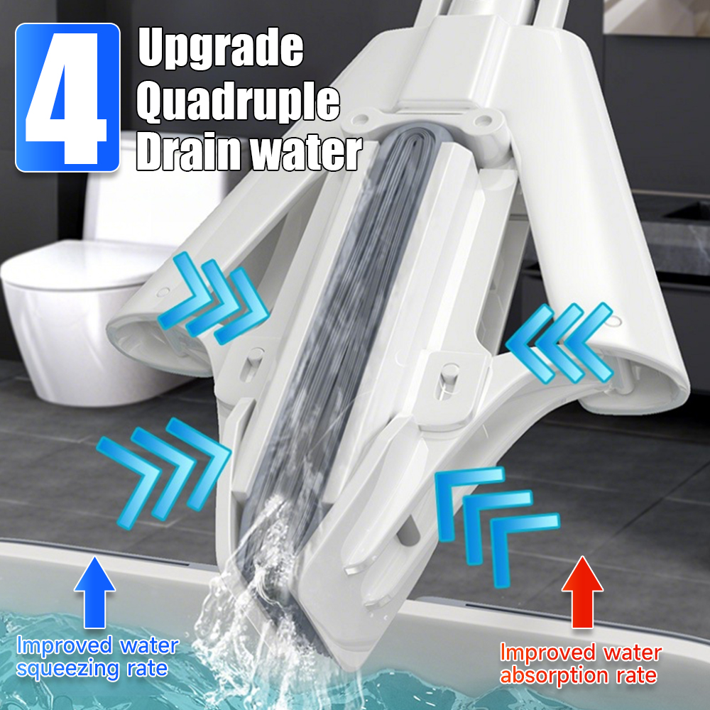 Lazy Mop with Sponge Head, Household Cleaning Mop with PVA Cotton Head, Hands-Free Washing, Wet and Dry Use, Multifunctional and Highly Absorbent - 图片 4