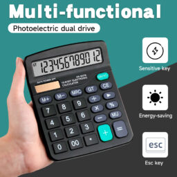 Large Button 12-Digit Calculator, Multifunctional Financial Accounting Office Desktop Calculator with Dual Power Supply, Suitable for Students