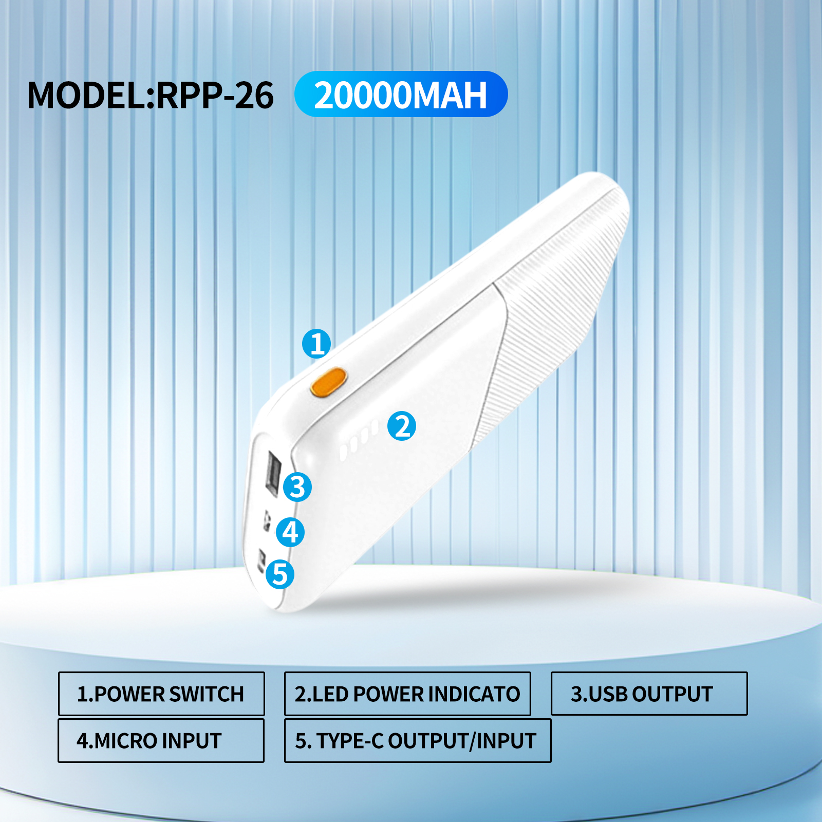 2.4A Fast Charging Power Bank Mobile Phone Charger 20000mAh High-Capacity Power Bank (Actual Capacity, 3C Certified)