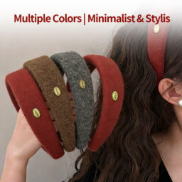 Wool Oval Gold Label Wide Headband, Autumn/Winter High Crown Hairband, Versatile and Stylish Headband for Outings