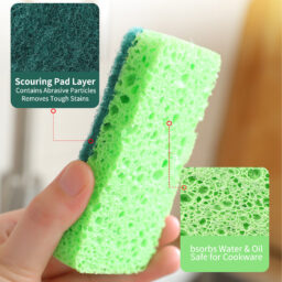 Double-Layer Compressed Wood Pulp Sponge Scouring Pad, Natural Wood Pulp Sponge Dishwashing Tool, Non-Stick Oil, Thickened Pot Cleaning Cloth