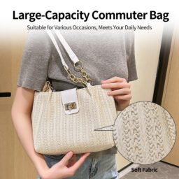2025 Women's Spring New Style Chanel-inspired Bag, Versatile for Work and Commuting, Large Capacity Straw Woven Shoulder Bag for Women