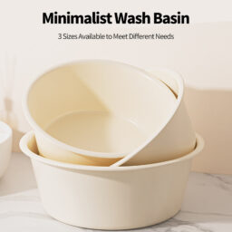 Thickened Washbasin for Student Dormitories, Home Kitchen, Large Vegetable Washing Basin, Cream-Style Plastic Basin