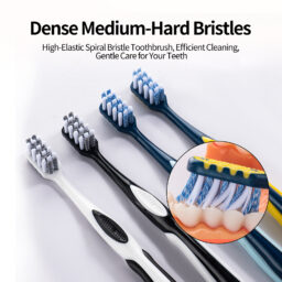 Men's High-End Toothbrush, Wide Head, Medium-Hard Bristles, Spiral Filaments, Adult Cleaning and Stain Removal, Individual Packaging for Home Use