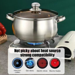 Thickened Stainless Steel Soup Pot with Composite Bottom, Thickened Stew Pot, Camping Outdoor Household Soup Pot, Stockpot, Mingzhu Soup Pot