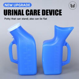 Plastic Urinal with Lid and Convenient Handle for Men, Green, Large Opening, Leak-proof, Portable for Night Use