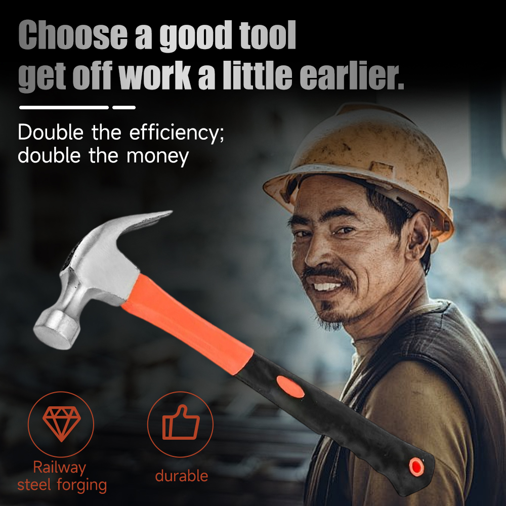 Factory Wholesale Claw Hammer for Woodworking, Nail Pulling Hammer, Household Tool, Hardware Hammer, Plastic-Coated Claw Hammer - 图片 2