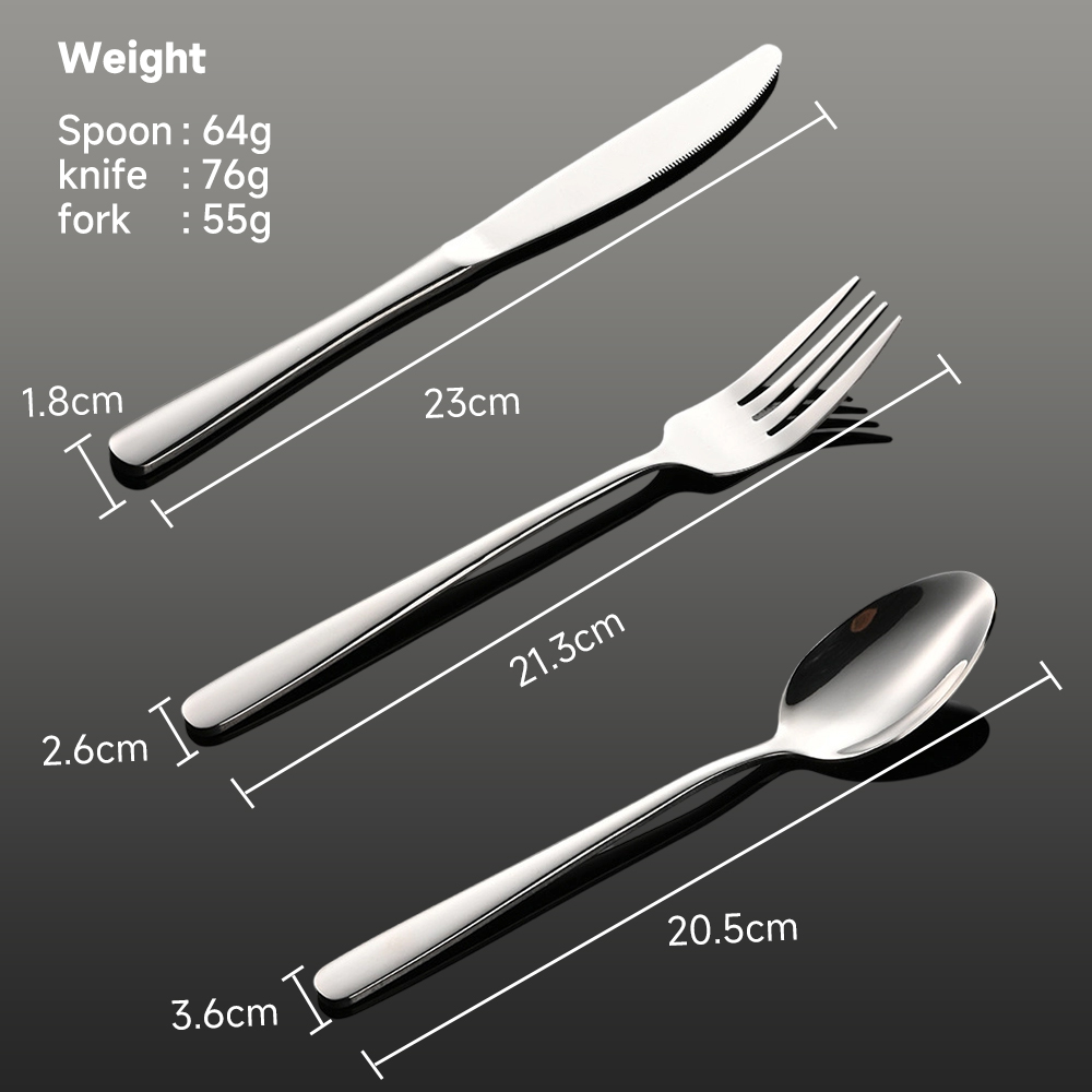 Stainless Steel Elegant Series Western Tableware Set - Heavy-Duty Gift Set with Main Knife, Fork, and Spoon- Hotel Tableware - 图片 3